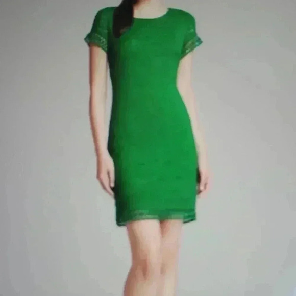 LAUNDRY BY SHELLI SEGAL GREEN LACE DRESS - Picture 1 of 3
